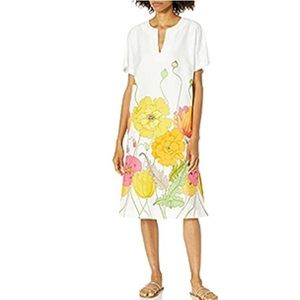 NWT Womens Trina Turk Honolulu Dress size Large White Floral